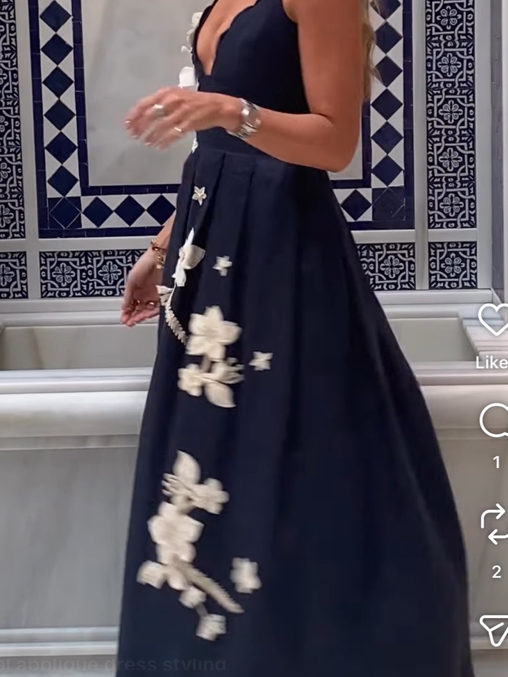 Agua by Agua Bendita Navy Maxi Dress with Ivory Floral Appliqués - Picture 12 of 16